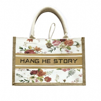 Cotton and linen tote bag (full print)