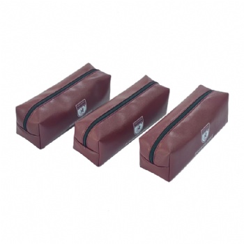 Custom Coffee Brown PU Pencil Case - Durable Zippered Pouch Manufacturer
