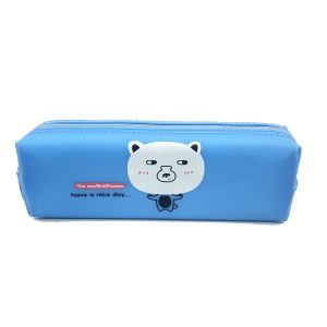 Blue PU Bear Pencil Case 1