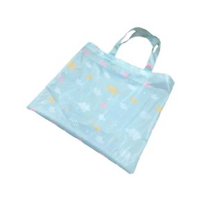 Angled view of custom 210D sublimation shopping tote bag