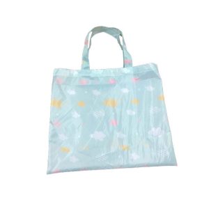 Flat lay of 210D sublimation tote bag with full-color print