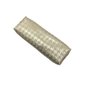 Beige houndstooth makeup brush pouch angled view