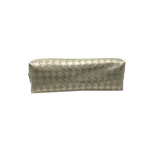 Beige houndstooth rectangular storage pouch back view