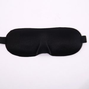 Black 3D ergonomic satin sleep mask front view