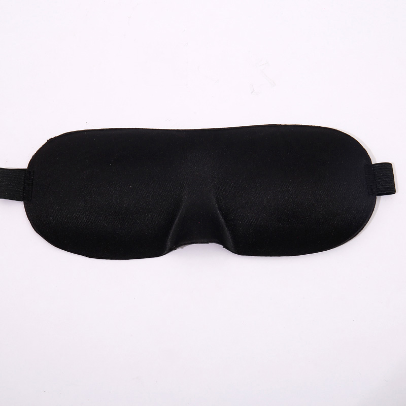 Black 3D ergonomic satin sleep mask front view