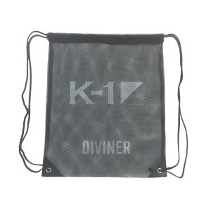 Transparent black mesh sports bag showing reinforced corner patches and metal eyelets