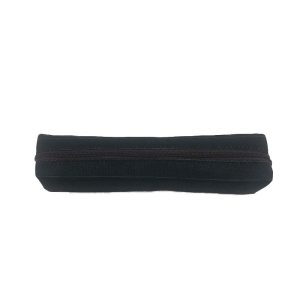 Black pen pouch with dark zipper closure side view