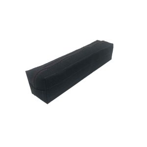 Black rectangular storage bag side view showing structured shape