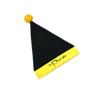 Black and yellow felt party hat side view 30x40cm