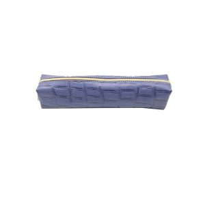 Blue croco leather rectangular pouch back view