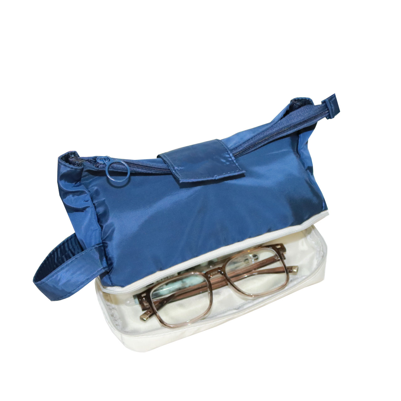 Blue nylon travel tote bag with side handle and Plan with logo print