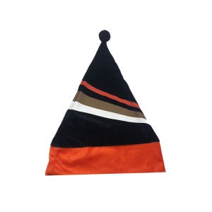 Front view of 30x40cm color-block sports Santa hat with black pom-pom
