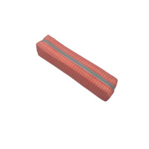 Coral checkered stationery bag side view