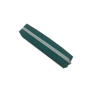 Dark green checkered stationery bag side view