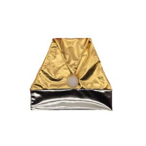 Front view of gold and silver metallic PU Santa hat 30x40cm