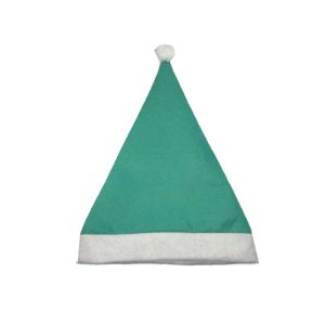 Green felt Christmas hat with white furry base and pom-pom