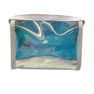 Transparent holographic makeup pouch for OEM branding and travel storage