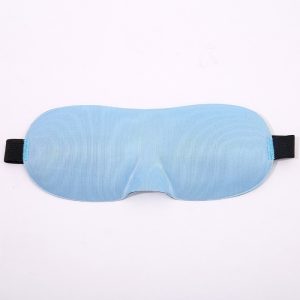 Light blue 3D molded satin sleep mask with elastic band