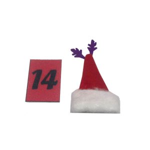 Mini Santa hat with red number 14 card for holiday decorating