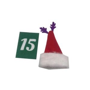 Mini Santa hat with green number 15 card for Christmas countdown