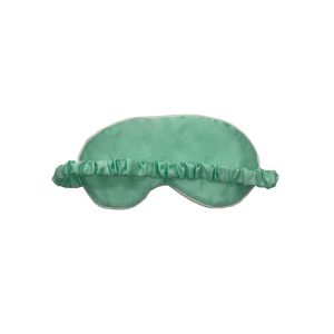 Back view of mint green sleep mask showing ruched elastic strap