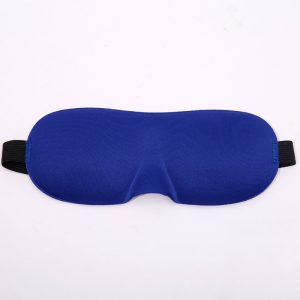 Navy blue 3D molded satin sleep mask with black elastic strap