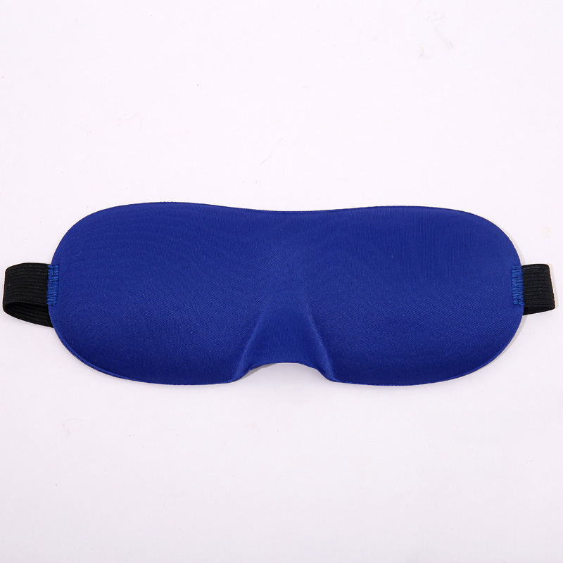 Navy blue 3D molded satin sleep mask with black elastic strap