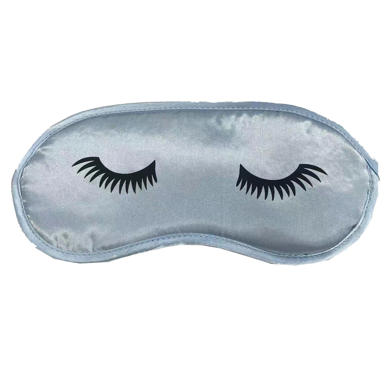 Silver satin sleep mask with eyelash print