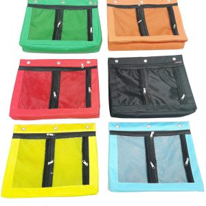 6-colors mesh binder pouches grid view showing variety and large capacity