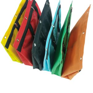 Assorted colors of deep capacity mesh file pouches for office and school