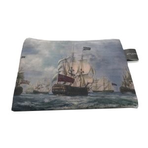 Art print stationery pouch with zipper and side woven label