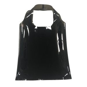 Back view of sleek black TPU tote bag with integrated die-cut handle