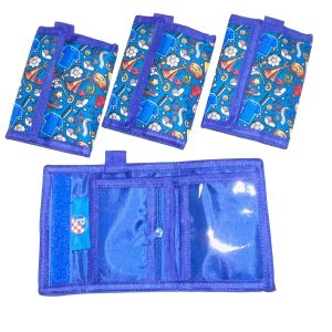 Set of colorful oxford fabric folding wallets with internal card holder view