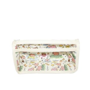 Capybara stereoscopic pencil case empty front view with clear PVC window