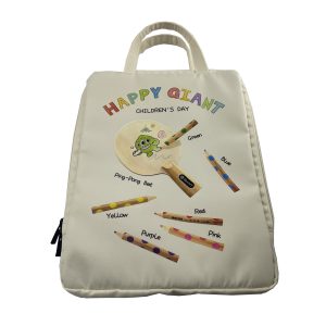 Cream portable bag with colorful children's day crayon and ping-pong print