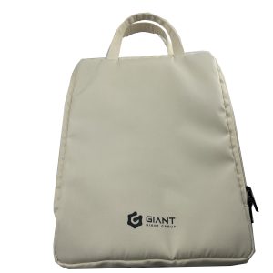 Cream portable gift bag with black GIANT GROUP logo and top handles