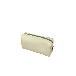 Small cream toothpick PU leather makeup pouch with zipper closure