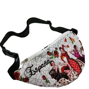 Espana flamenco dancer print waist bag with white zipper
