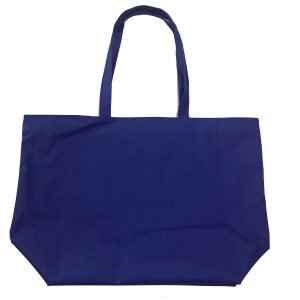 Plain back view of large capacity navy blue event tote bag