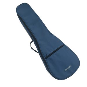 Navy blue instrument carry bag angled view showing side zipper