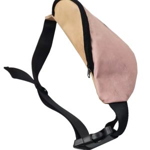 Funny belly waist pouch top view showing black zipper and realistic print