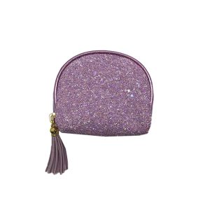 Purple glitter arch makeup bag with matching purple tassel pull