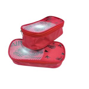 Red WINGSHO aviation-themed zipper pouches set stacked diagonally