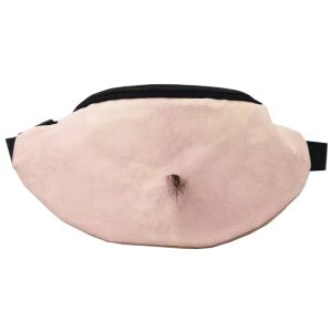 Viral gag gift belly waist bag front view with black adjustable buckle