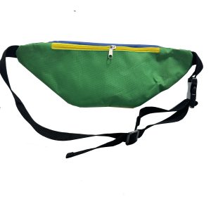 Plain green back view of custom branded waist bag