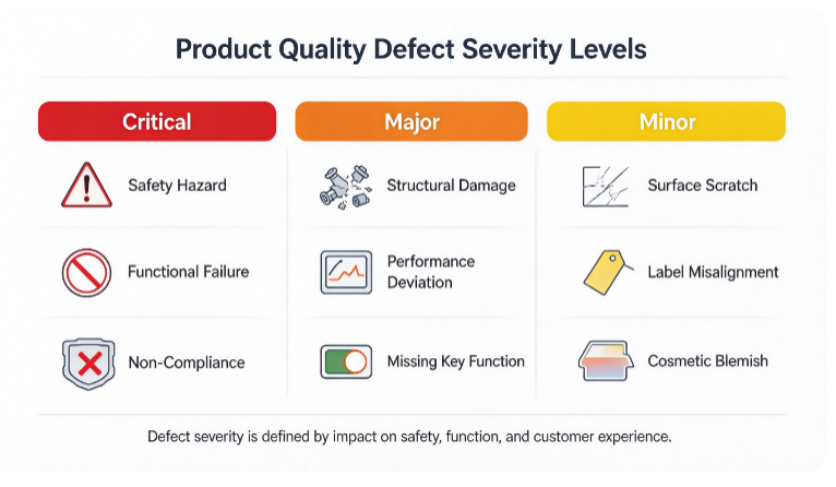 Custom bag defect grading and AQL inspection reference chart for bulk sourcing